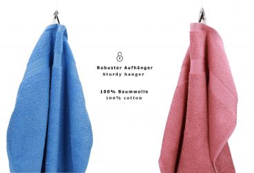 Betz Juego de 10 toallas CLASSIC 100% algodón en azul claro y rosa