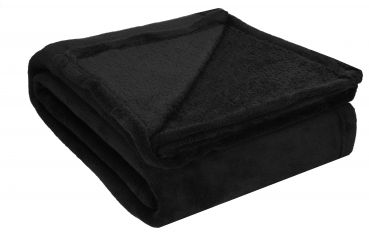 Betz Lot de 4 couvertures polaires douces ROMANIA taille 140x190 cm couleur noir