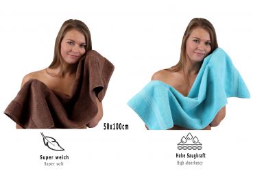 Betz 10 Piece Towel Set CLASSIC 100% Cotton 2 Face Cloths 2 Guest Towels 4 Hand Towels 2 Bath Towels Colour: hazel & turquoise