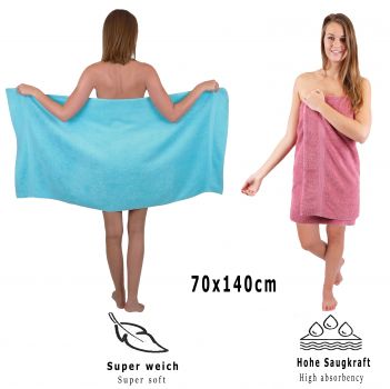 Betz Juego de 10 toallas CLASSIC 100% algodón en turquesa y rosa