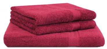 Betz 3 Piece Towel Set PREMIUM 100% Cotton 2 Hand Towels 1 Sauna Towel Colour: dark red