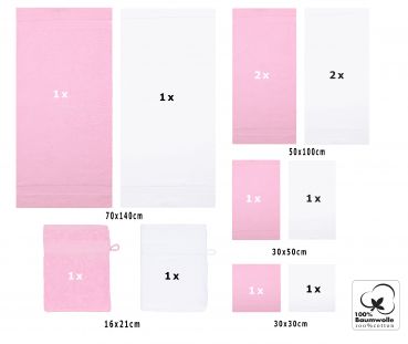 10-tlg. Handtuchset "Premium" - weiß Qualität 470 g/m², 2 Duschtücher 70 x 140 cm, 4 Handtücher 50 x 100 cm, 2 Gästetücher 30 x 50 cm, 2 Waschhandschuhe 17 x 22 cm von Betz - Kopie - Kopie - Kopie - Kopie