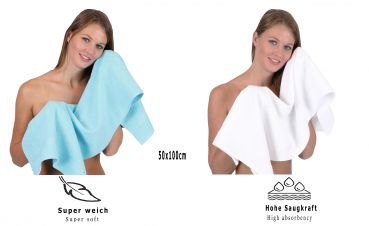 Betz 12 Piece Towel Set PALERMO 100% Cotton 2 Wash Mitts  2 Wash Cloths 2 Guest Towels  4 Hand Towels 2 Bath Towels colour turquoise and white