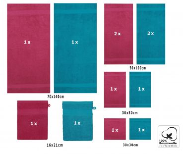 10-tlg. Handtuchset "Premium" - weiß Qualität 470 g/m², 2 Duschtücher 70 x 140 cm, 4 Handtücher 50 x 100 cm, 2 Gästetücher 30 x 50 cm, 2 Waschhandschuhe 17 x 22 cm von Betz - Kopie - Kopie - Kopie - Kopie