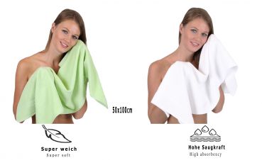 Betz Juego de 12 toallas PALERMO 100% algodón de color verde y blanco