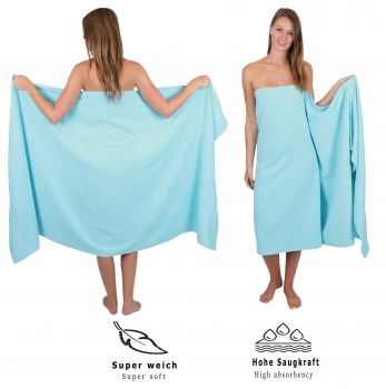 Betz Set di 6 Asciugamani da bagno XXL PALERMO 100 % cotone 100 x 200 cm colore turchese