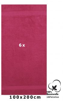 Betz Set di 6 Asciugamani da bagno XXL PALERMO 100 % cotone 100 x 200 cm  colore rosso cranberry