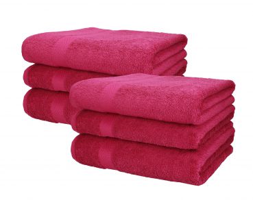 Betz 6 Stück Badetücher Größe 100 cm x 200 cm PALERMO  Badetuch Saunatuch 100 % Baumwolle Farbe cranberry