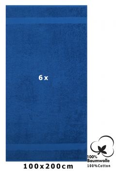 Betz Set di 6 Asciugamani da bagno XXL PALERMO 100 % cotone 100 x 200 cm  colore blu