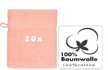 Betz Lot de 20 gants de toilette PALERMO 100% coton taille 16x21 cm couleur abricot