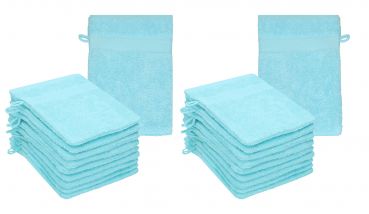 Betz PALERMO Waschhandschuhe 20er SET - Frottee Waschlappen - aus 100% Baumwolle – 16 cm x 21 cm – Farbe Türkis