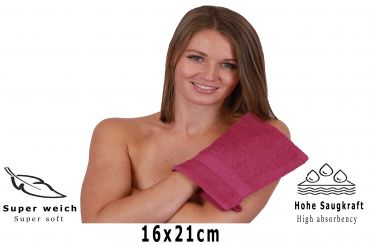 Betz Paquete de 20 manoplas de baño PALERMO 100% algodón tamaño 16x21 cm colore rojo arándano agrio