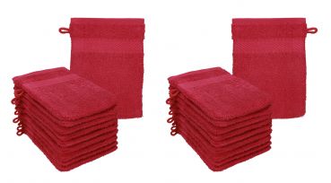 Betz 20 Piece Wash Mitt Set PALERMO 100% Cotton  Size: 16 x 21 cm  colour cranbeery red
