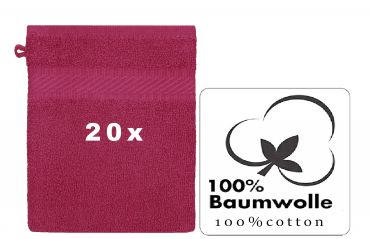 Betz Paquete de 20 manoplas de baño PALERMO 100% algodón tamaño 16x21 cm colore rojo arándano agrio