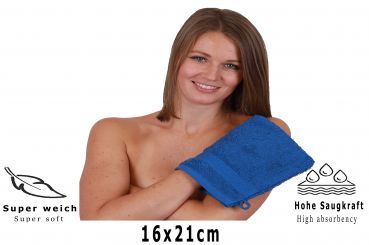 Betz PALERMO Waschhandschuhe 20er SET - Frottee Waschlappen - aus 100% Baumwolle – 16 cm x 21 cm – Farbe Blau