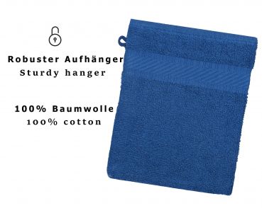 Betz Lot de 20 gants de toilette PALERMO 100% coton taille 16x21 cm couleur bleu