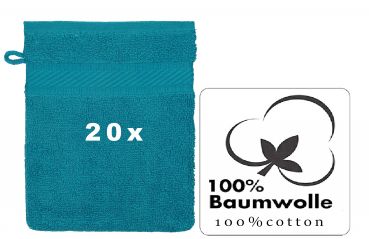 Betz PALERMO Waschhandschuhe 20er SET - Frottee Waschlappen - aus 100% Baumwolle – 16 cm x 21 cm – Farbe Petrol