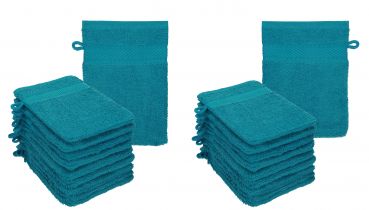 Betz Lot de 20 gants de toilette PALERMO 100% coton taille 16x21 cm couleur bleu pétrole