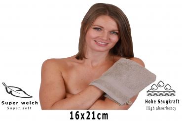 Betz Lot de 20 gants de toilette PALERMO 100% coton taille 16x21 cm couleur gris pierre