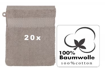 Betz PALERMO Waschhandschuhe 20er SET - Frottee Waschlappen - aus 100% Baumwolle – 16 cm x 21 cm – Farbe Stone