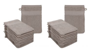 Betz Lot de 20 gants de toilette PALERMO 100% coton taille 16x21 cm couleur gris pierre