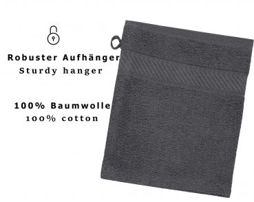 Betz PALERMO Waschhandschuhe 20er SET - Frottee Waschlappen - aus 100% Baumwolle – 16 cm x 21 cm – Farbe Anthrazit