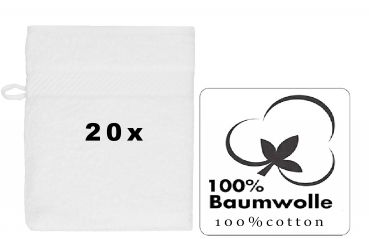 Betz 20 Piece Wash Mitt Set PALERMO 100% Cotton  Size: 16 x 21 cm  colour white
