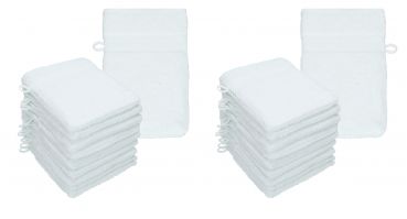 Betz PALERMO Waschhandschuhe 20er SET - Frottee Waschlappen - aus 100% Baumwolle – 16 cm x 21 cm – Farbe Weiß