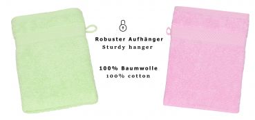 Betz 10 guanti da bagno manopola Palermo 100 % cotone misure 16 x 21 cm colore rosa e verde