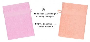Betz 10 guanti da bagno manopola Palermo 100 % cotone misure 16 x 21 cm colore rosa e albicocca