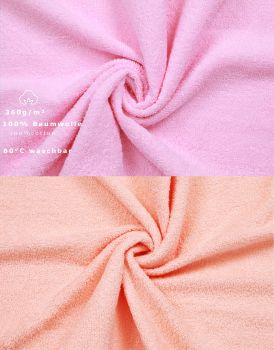 Betz 10 guanti da bagno manopola Palermo 100 % cotone misure 16 x 21 cm colore rosa e albicocca