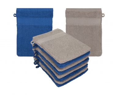 Betz Pack of 10 Wash Mitts PALERMO 100% Cotton 16x21 cm blue-stone grey