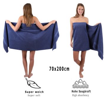 Betz Juego de 3 toallas de sauna PREMIUM tamaños 70x200 y 50x100 en azul marino