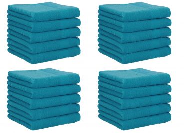 Betz Lot de 20 serviettes débarbouillettes PALERMO taille: 30x30 cm couleur bleu pétrole