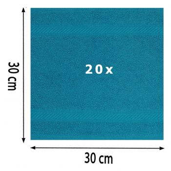 Betz paquete de 20 toallas faciales PALERMO tamaño 30x30cm 100% algodón colore azul petróleo