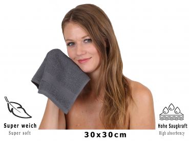 Betz PALERMO Seifetücher-Set - 20 teiliges Seiftücher-Set -  Handtücher-Set - Händehandtücher - 30 x 30cm – Anthrazit