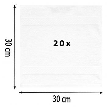 Betz 20 Piece Face Cloth Set PALERMO 100% Cotton  Size: 30 x 30 cm colour white