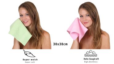 Betz 10 Lavette salvietta asciugamano per il bidet Palermo 100 % cotone misure 30 x 30 cm colore rosa e verde