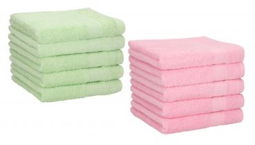 Betz Lot de 10 serviettes débarbouillettes PALERMO taille 30x30 cm couleurs rose & vert