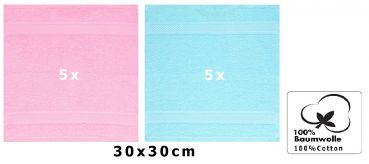 Betz 10 Stück Seiftücher PALERMO 100% Baumwolle Größe 30x30 cm Farbe rosé und türkis