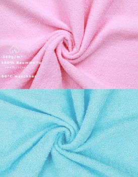 Betz 10 Lavette salvietta asciugamano per il bidet Palermo 100 % cotone misure 30 x 30 cm colore rosa e turchese