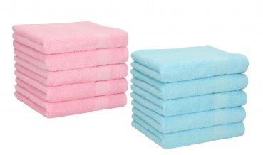 Betz Lot de 10 serviettes débarbouillettes PALERMO taille 30x30 cm couleurs rose & turquoise