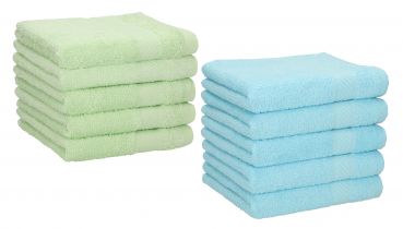 Betz 10 Piece Face Cloth Set PALERMO 100% Cotton 10 Face Cloths Size: 30 x 30 cm Colour: green & turquoise