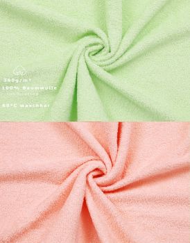 Betz 10 Lavette salvietta asciugamano per il bidet Palermo 100 % cotone misure 30 x 30 cm colore verde e albicocca