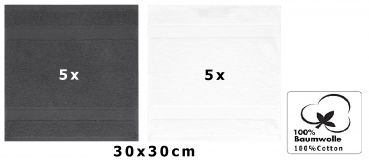Betz 10 Lavette salvietta asciugamano per il bidet Palermo 100 % cotone misure 30 x 30 cm colore bianco e grigio antracite