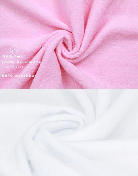 Betz 10 Piece Face Cloth Set PALERMO 100% Cotton 10 Face Cloths Size: 30 x 30 cm Colour: white & rose