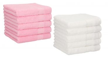 Betz Paquete de 10 toallas faciales PALERMO 100% algodón tamaño 30x30 cm de color blanco y rosa