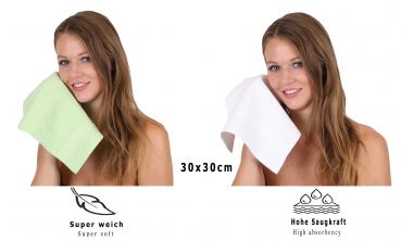 Betz 10 Lavette salvietta asciugamano per il bidet Palermo 100 % cotone misure 30 x 30 cm colore bianco e verde