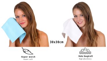 Betz PALERMO Seifetücher-Set – 10er Seiftücher-Set -  Handtücher-Set - Händehandtücher - 30 x 30cm – Farbe weiß und türkis