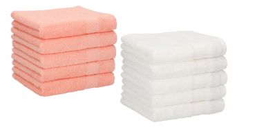 Betz Paquete de 10 toallas faciales PALERMO 100% algodón tamaño 30x30 cm de color blanco y albaricoque